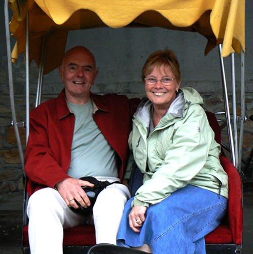 In a bycycle rickshaw at the Hutongs